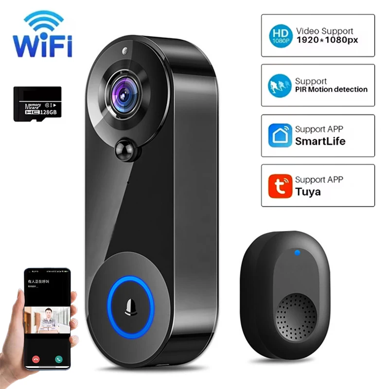 Smart Home Video Doorbell Enhanced Security With Smart Doorbell - Tuya Video Kapı Zili Kamerası 1080P
