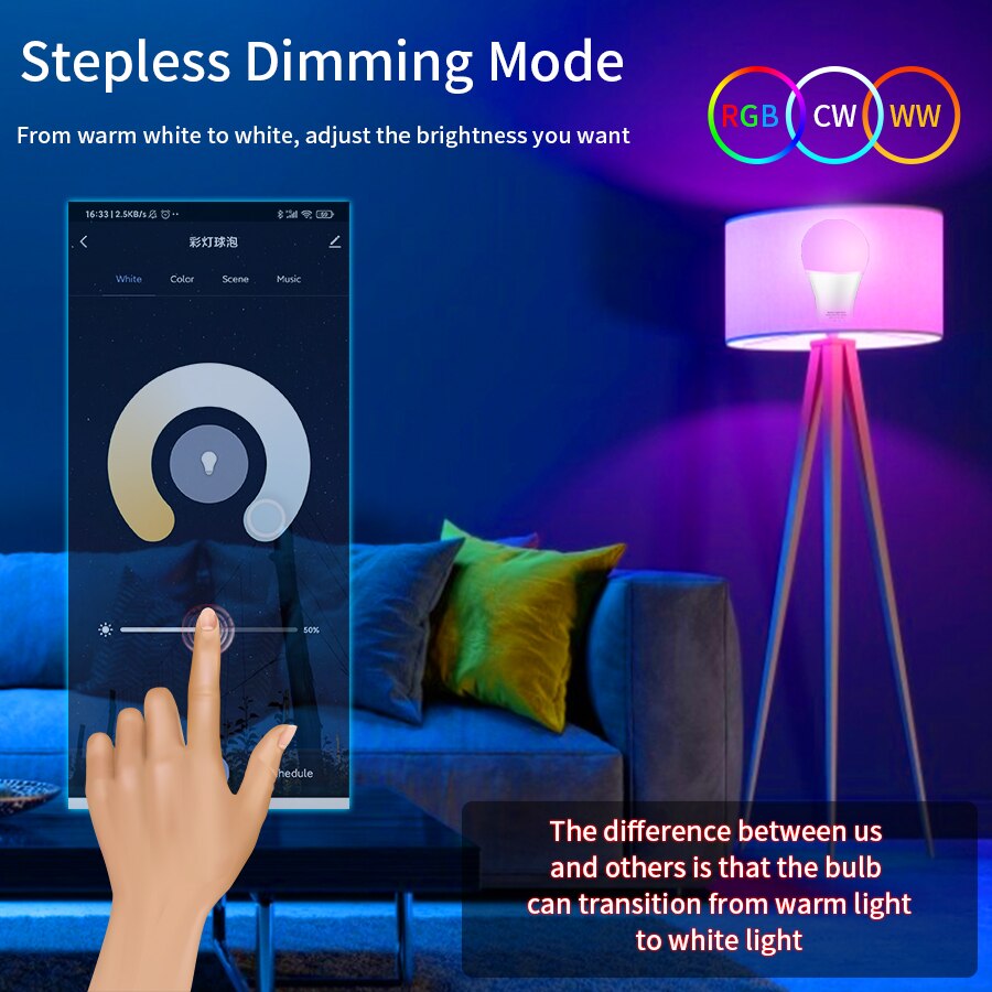 E27 WiFi Akıllı LED Ampul RGBC - Voice Control Light Bulb incelemesi ve fiyatı
