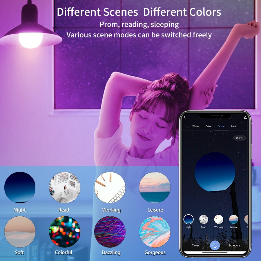 E27 WiFi Akıllı LED Ampul RGBC - Voice Control Light Bulb incelemesi ve fiyatı